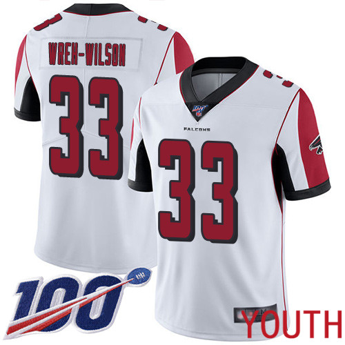 Atlanta Falcons Limited White Youth Blidi Wreh-Wilson Road Jersey NFL Football 33 100th Season Vapor Untouchable